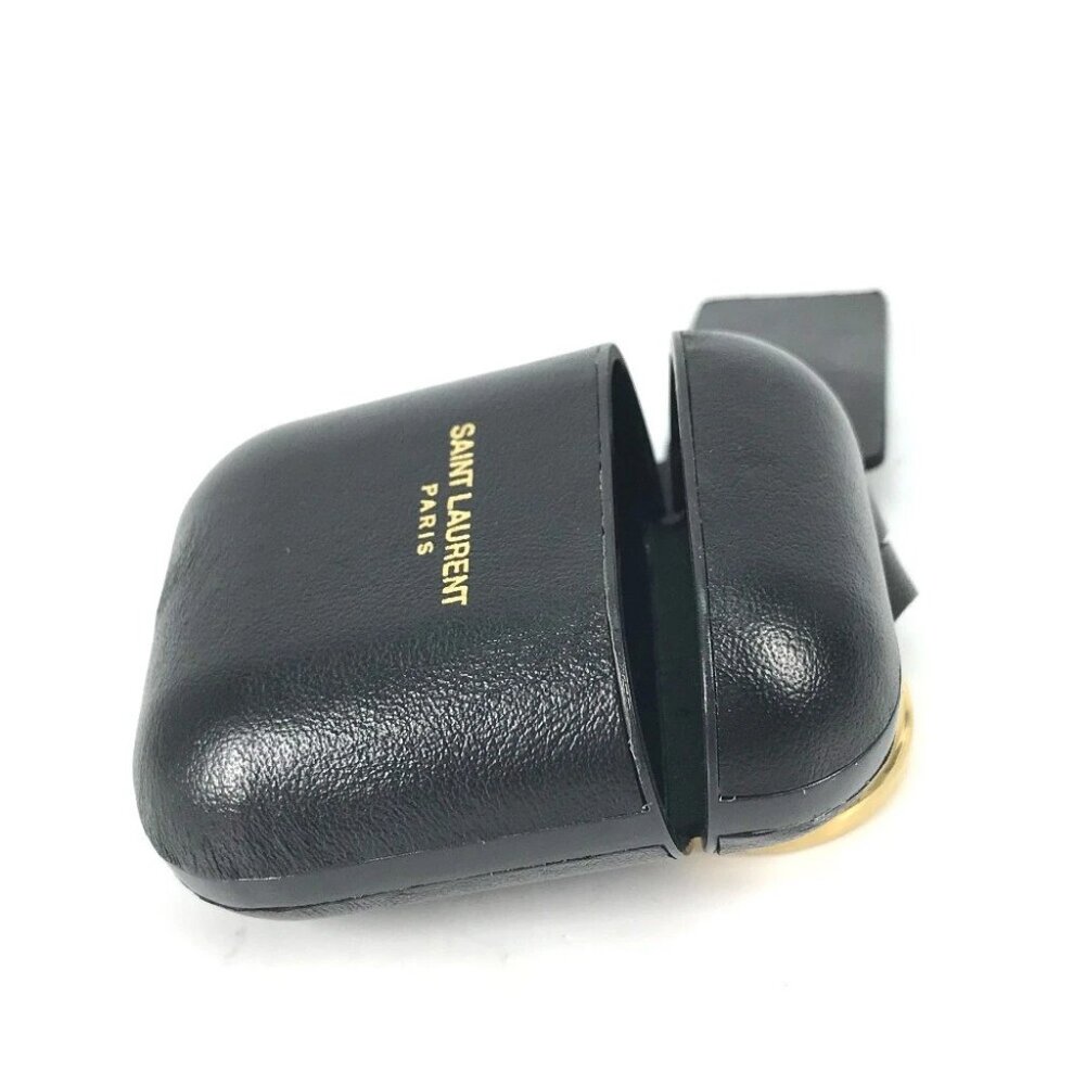 SAINT LAURENT PARIS 635662 logo airpods case key holder Earphone case Black - Picture 13 of 14